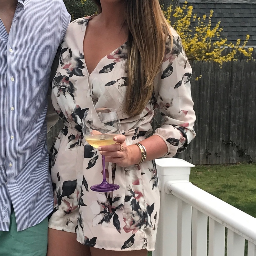 Flower long sleeve romper with short !